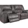 Stallion Gray Reclining Console Loveseat -Storage supplies store 810348639