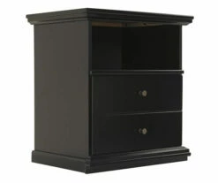 Maribel Black Nightstand -Storage supplies store 810363205 2