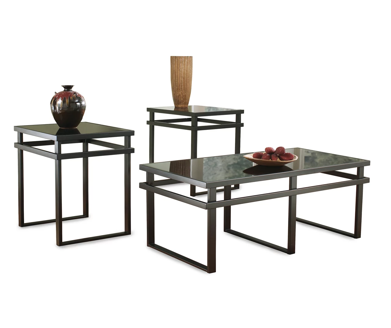 3- Piece Laney Black Metal Occasional Table Set 3 3- Piece Laney Black Metal Occasional Table Set