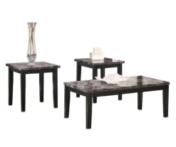 3- Piece Maysville Faux Marble Black Occasional Table Set
