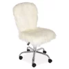 Taylor White Faux Fur Armless Office Chair -Storage supplies store 810386283