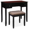 Shirley Black Cherry Mirror Vanity Set With Stool 1 Shirley Black Cherry Mirror Vanity Set With Stool -Storage supplies store 810389408 1