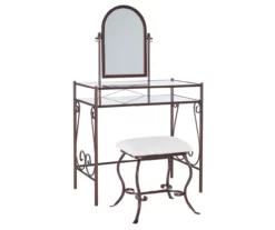 Heather Metal Adjustable Mirror Vanity Set With Stool 14 Heather Metal Adjustable Mirror Vanity Set With Stool -Storage supplies store 810389409 A0 1