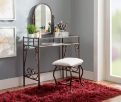 Heather Metal Adjustable Mirror Vanity Set With Stool 20 Heather Metal Adjustable Mirror Vanity Set With Stool -Storage supplies store 810389409 A0 7