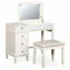 Piper White Mirror Vanity Set With Stool 2 Piper White Mirror Vanity Set With Stool -Storage supplies store 810389501 1