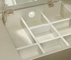 Kelly Silver Rounded Mirror Vanity Set With Stool -Storage supplies store 810389505 5