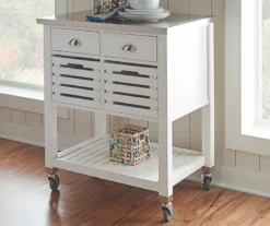 Laurie White Steel Top Kitchen Cart With Drawers -Storage supplies store 810389514 1 1
