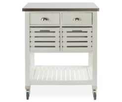 Laurie White Steel Top Kitchen Cart With Drawers -Storage supplies store 810389514 2