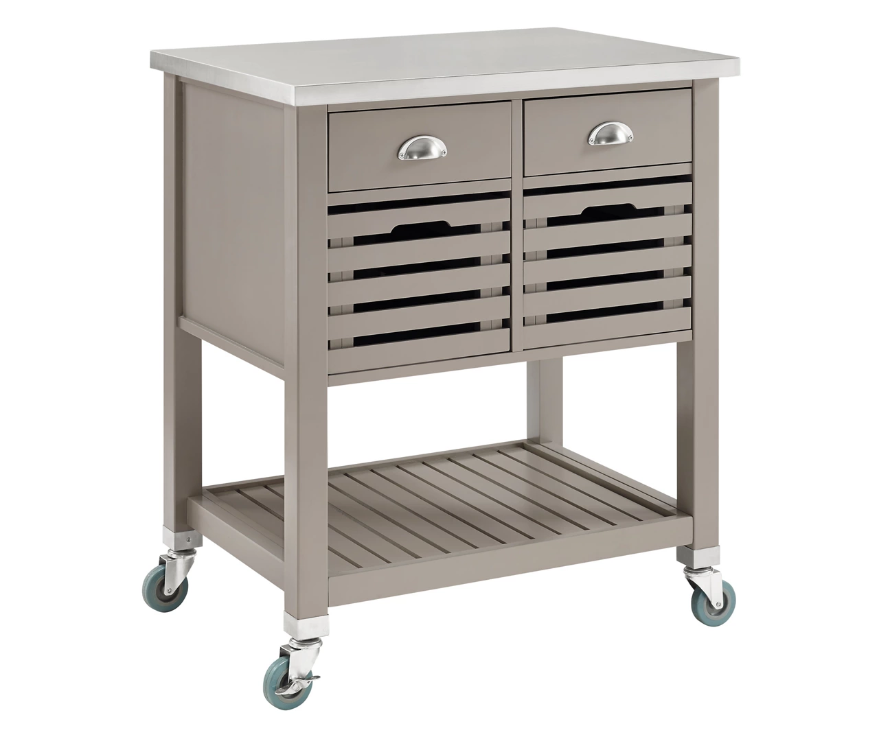 Laurie Gray Steel Top Kitchen Cart With Drawers 4 Laurie Gray Steel Top Kitchen Cart With Drawers - Image 2