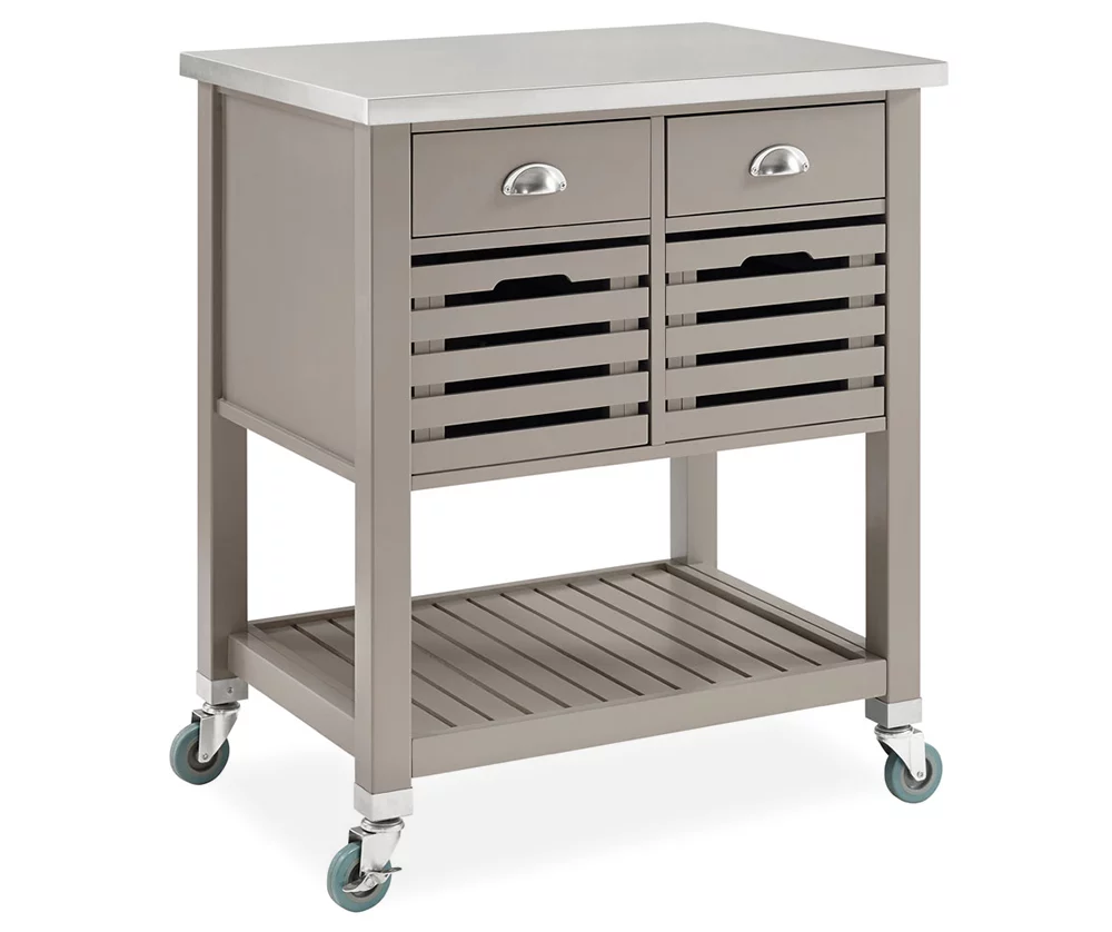 Laurie Gray Steel Top Kitchen Cart With Drawers 3 Laurie Gray Steel Top Kitchen Cart With Drawers