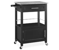 Ree Black Granite Top Kitchen Cart With Storage