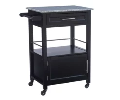Ree Black Granite Top Kitchen Cart With Storage -Storage supplies store 810389519 A0 1