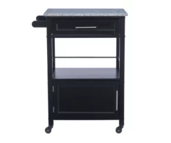 Ree Black Granite Top Kitchen Cart With Storage -Storage supplies store 810389519 A0 2