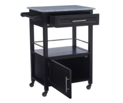 Ree Black Granite Top Kitchen Cart With Storage -Storage supplies store 810389519 A0 3