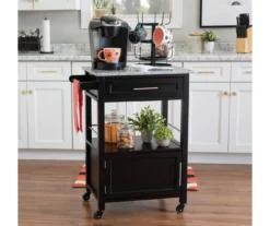 Ree Black Granite Top Kitchen Cart With Storage -Storage supplies store 810389519 A0 5