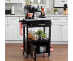 Ree Black Granite Top Kitchen Cart With Storage -Storage supplies store 810389519 A0 6
