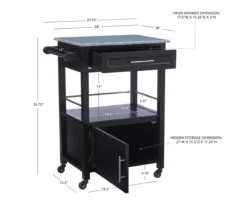 Ree Black Granite Top Kitchen Cart With Storage -Storage supplies store 810389519 D8 10