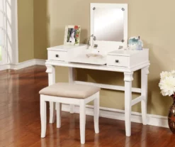 Martha Mirror Vanity Set With Stool -Storage supplies store 810389524 1