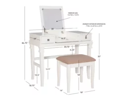 Martha Mirror Vanity Set With Stool -Storage supplies store 810389524 A8
