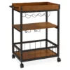 Luke Industrial Kitchen Cart With Wine Storage