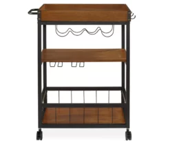 Luke Industrial Kitchen Cart With Wine Storage 8 Luke Industrial Kitchen Cart With Wine Storage -Storage supplies store 810389531 2