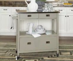 Gray Steel Top Kitchen Cart With Drawers -Storage supplies store 810389532 3