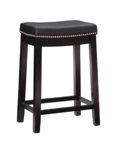 24" Brooke Black Saddle Counter Stool
