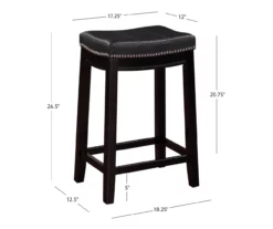 24" Brooke Black Saddle Counter Stool -Storage supplies store 810389536 A7
