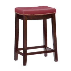 24" Brooke Red Saddle Counter Stool