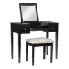 Black Butterfly Mirror Vanity Set With Stool
