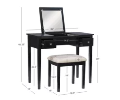 Black Butterfly Mirror Vanity Set With Stool 25 Black Butterfly Mirror Vanity Set With Stool -Storage supplies store 810389539 A8