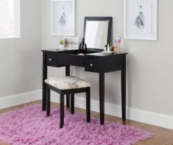 Black Butterfly Mirror Vanity Set With Stool 16 Black Butterfly Mirror Vanity Set With Stool -Storage supplies store 810389539 B0 1