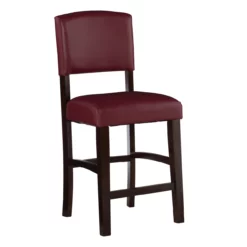 Faux Leather & Wood High Back Bar/ Counter Stools -Storage supplies store 810389551 1 1