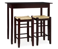 Colton 3-Piece Pub Table Set With Rush Stools