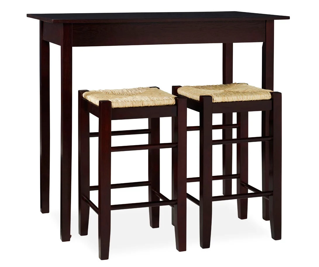 Colton 3-Piece Pub Table Set With Rush Stools 3 Colton 3-Piece Pub Table Set With Rush Stools