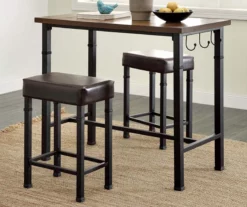 Luke Industrial 3-Piece Pub Table Set With Hooks 16 Luke Industrial 3-Piece Pub Table Set With Hooks -Storage supplies store 810389576 2