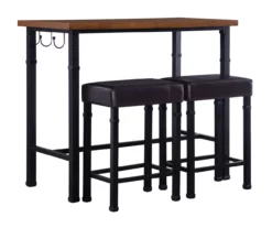 Luke Industrial 3-Piece Pub Table Set With Hooks 15 Luke Industrial 3-Piece Pub Table Set With Hooks -Storage supplies store 810389576 A0 1