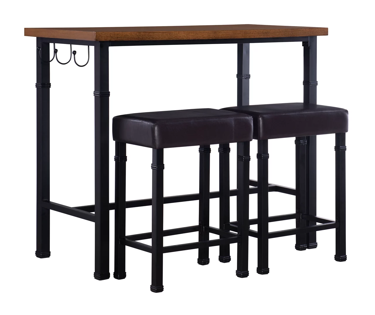 Luke Industrial 3-Piece Pub Table Set With Hooks 4 Luke Industrial 3-Piece Pub Table Set With Hooks - Image 2