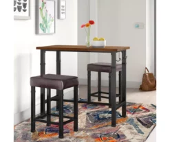 Luke Industrial 3-Piece Pub Table Set With Hooks 25 Luke Industrial 3-Piece Pub Table Set With Hooks -Storage supplies store 810389576 A0 10