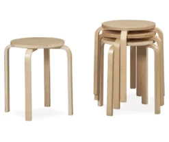 Natural Bentwood 4-Piece Stool Set -Storage supplies store 810389583 2