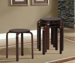 Wenge Bentwood 4-Piece Stool Set 6 Wenge Bentwood 4-Piece Stool Set -Storage supplies store 810389584 1