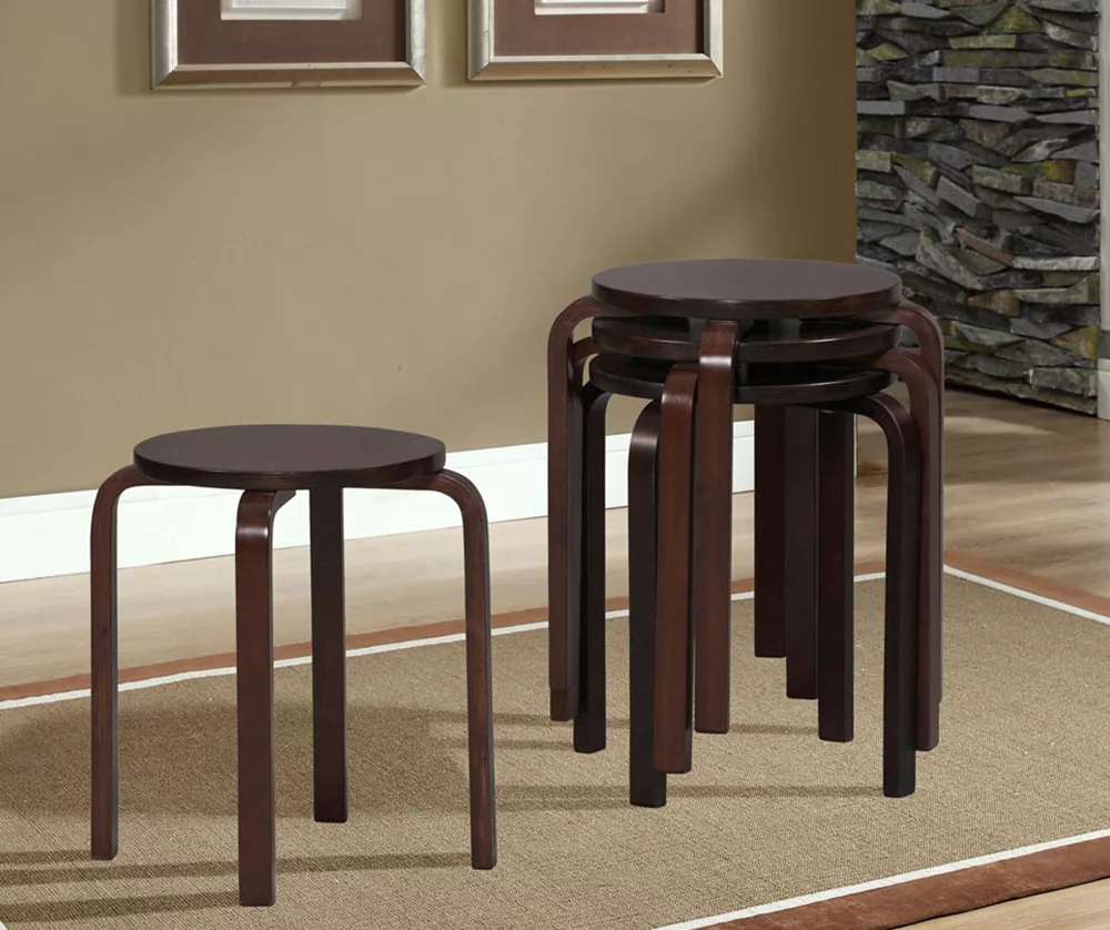 Wenge Bentwood 4-Piece Stool Set 4 Wenge Bentwood 4-Piece Stool Set - Image 2