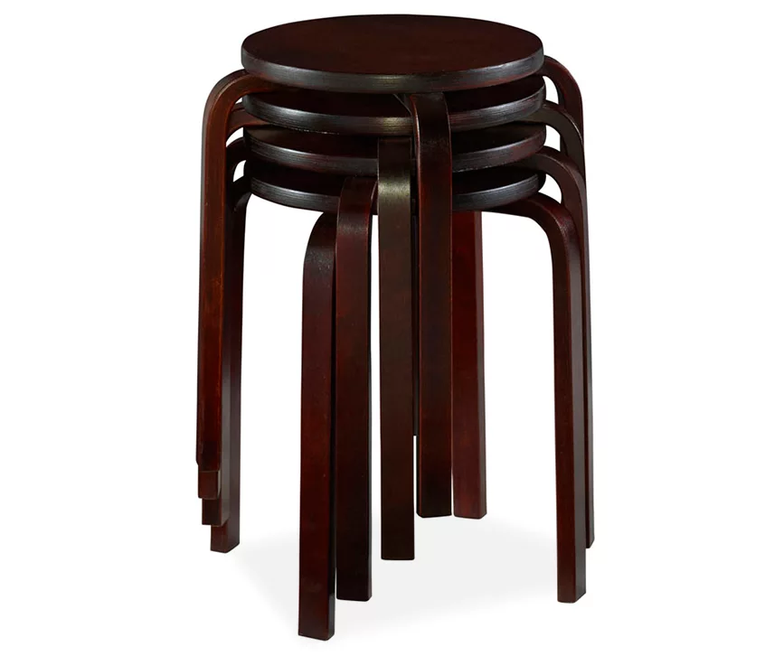 Wenge Bentwood 4-Piece Stool Set 3 Wenge Bentwood 4-Piece Stool Set