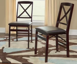 Espresso Cross Back Folding Chairs, 2-Pack -Storage supplies store 810389592 4