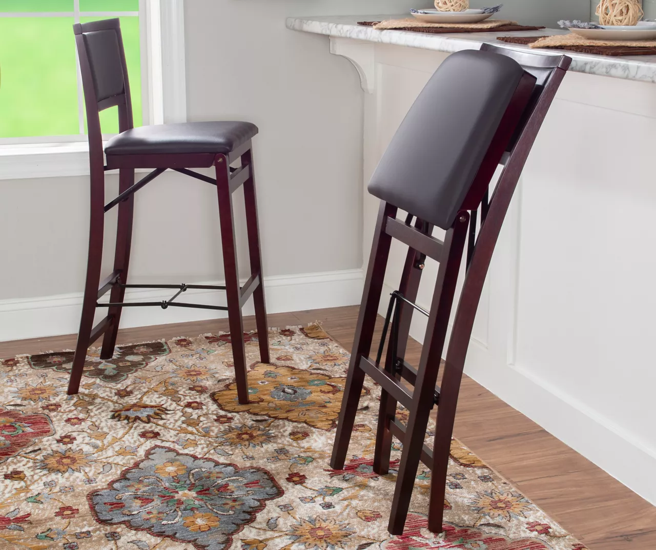 30" Espresso Padded Folding Barstool 4 30" Espresso Padded Folding Barstool - Image 2
