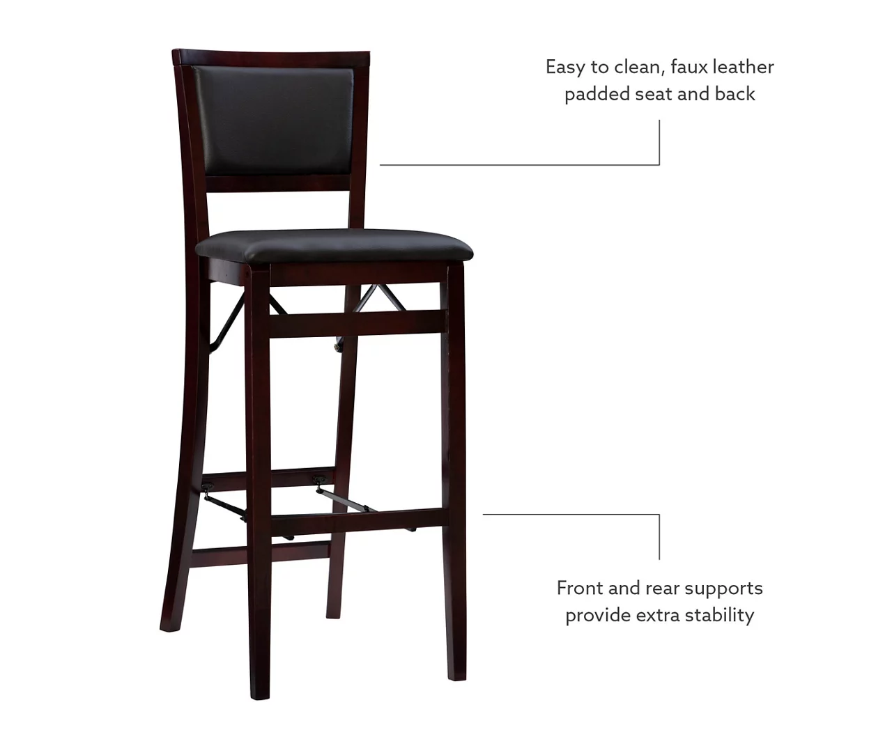 30" Espresso Padded Folding Barstool 8 30" Espresso Padded Folding Barstool - Image 6