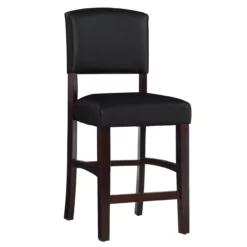 Faux Leather & Wood High Back Bar/ Counter Stools -Storage supplies store 810389599 1 1