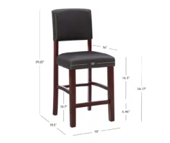 Faux Leather & Wood High Back Bar/ Counter Stools -Storage supplies store 810389599 A8