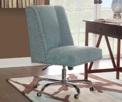 Aqua Square Back Office Chair With Nailhead Trim 9 Aqua Square Back Office Chair With Nailhead Trim -Storage supplies store 810389622 4