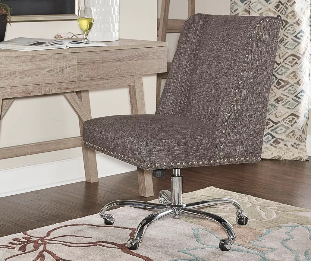 Charcoal Gray Square Back Office Chair With Nailhead Trim 7 Charcoal Gray Square Back Office Chair With Nailhead Trim - Image 5